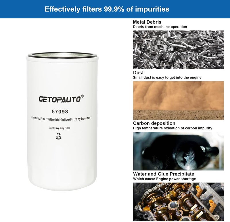 GETOPAUTO 57098 Hydraulic Oil Filter Compatible with Kubota Tractor L2900 L3130 L3300 L3410 L3430 L3560 L3710 L4600 L5040 M7040 MX4800 Replace P551779 HF35274 HHTA0-37710 - Image 2